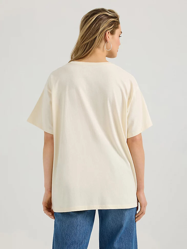 wrangler western grafik-oversize-t-shirt für damen antikweiß