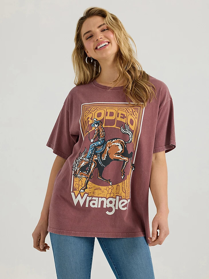 damen-oversize-t-shirt mit acid-wash-grafik wild ginger