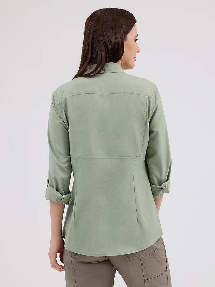 wrangler riggs workwear leichtes belüftetes arbeitshemd für damen heckengrün