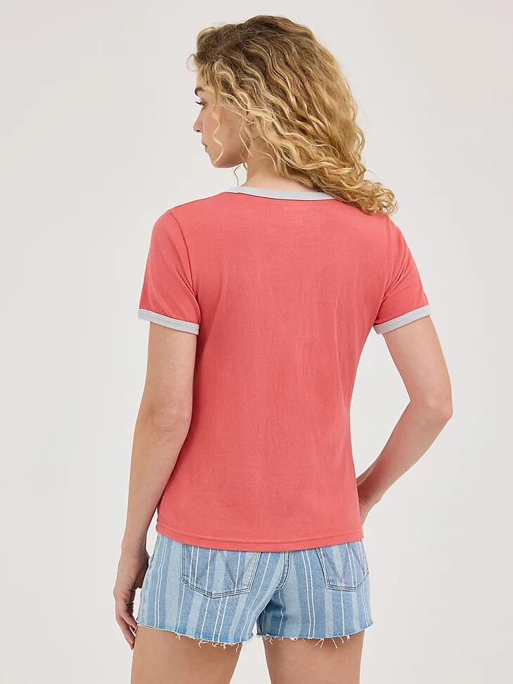 damen tranquil ringer tee faded rose