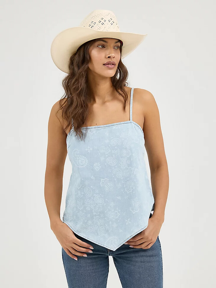 wrangler tanktop für damen blau mit bandana-rüstung