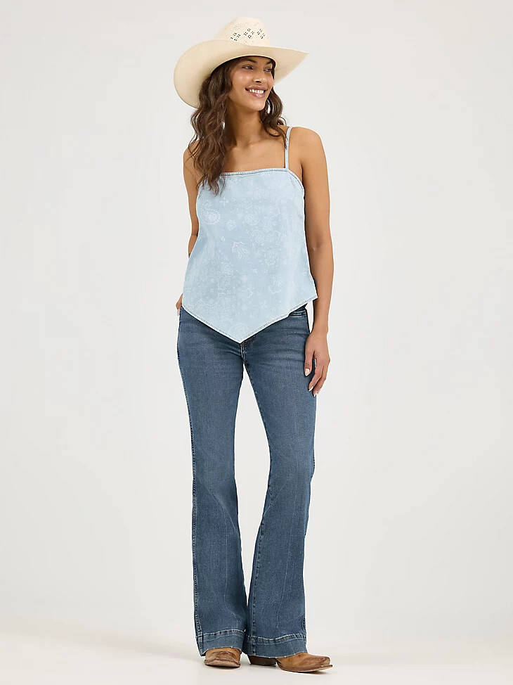 wrangler tanktop für damen blau mit bandana-rüstung