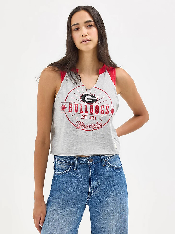 wrangler collegiate vintage muscle tee für damen university of georgia