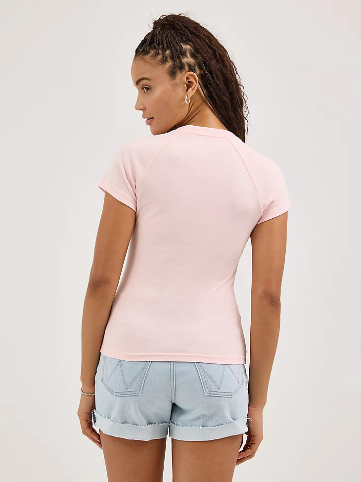 damen-raglan-t-shirt mit grafikprint rose quartz