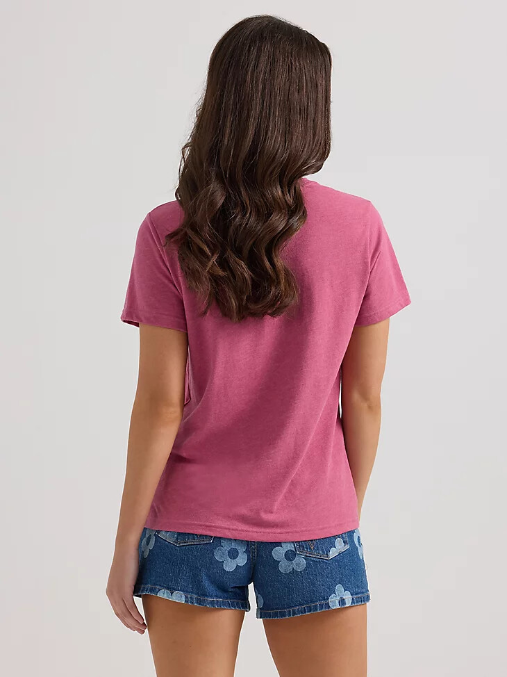 damen-t-shirt mit rinder- und blumenmuster malaga heather