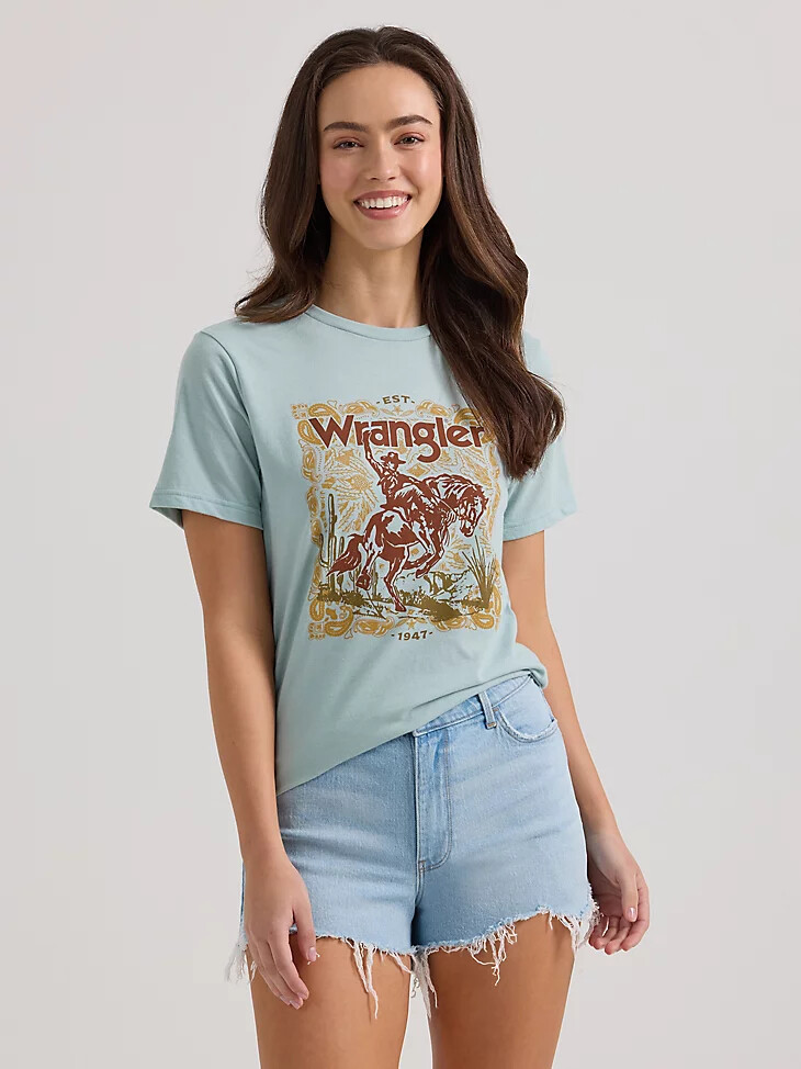 damen-t-shirt „bucking bronco in grau