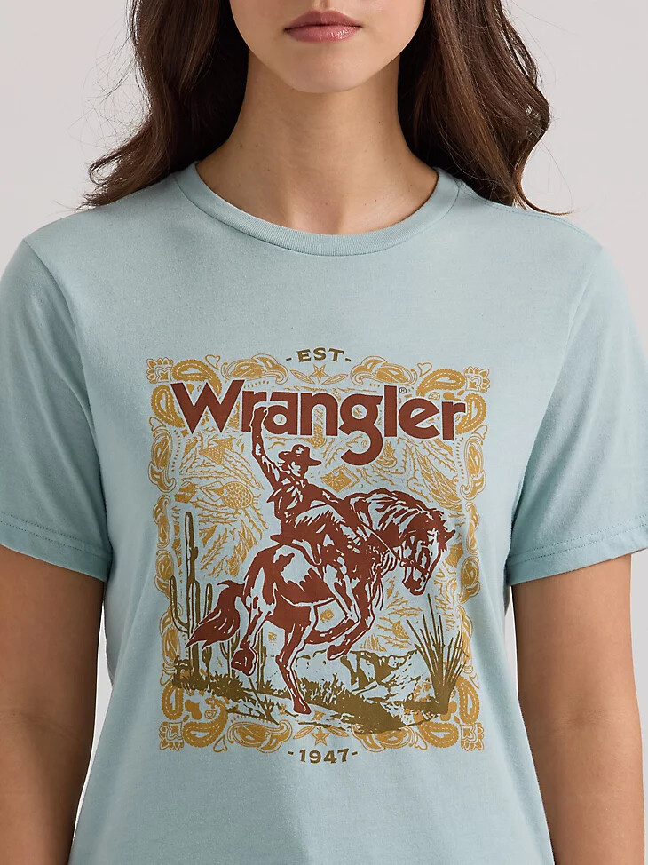 damen-t-shirt „bucking bronco in grau
