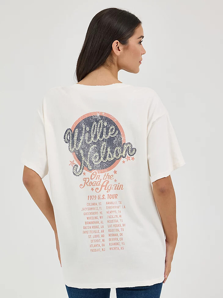 damen wrangler willie nelson oversized band t-shirt marshmallow