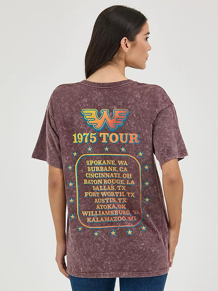 damen wrangler waylon jennings oversized band tee fudge comet wash