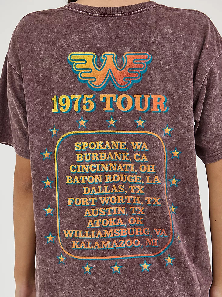 damen wrangler waylon jennings oversized band tee fudge comet wash