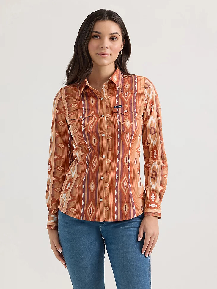 damen checotah classic western snap shirt fiery checotah