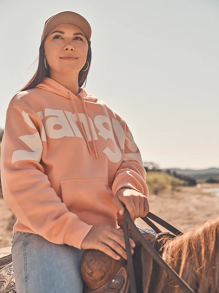 wrangler damen-hoodie mit kräftigem logo pink bubble