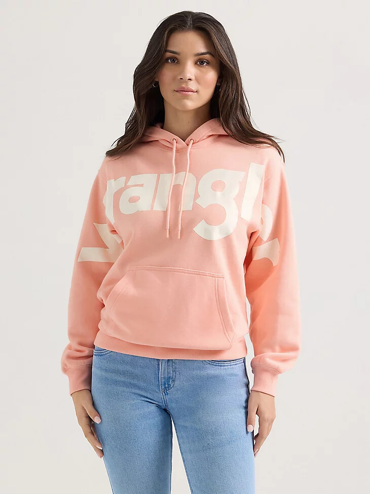 wrangler damen-hoodie mit kräftigem logo pink bubble
