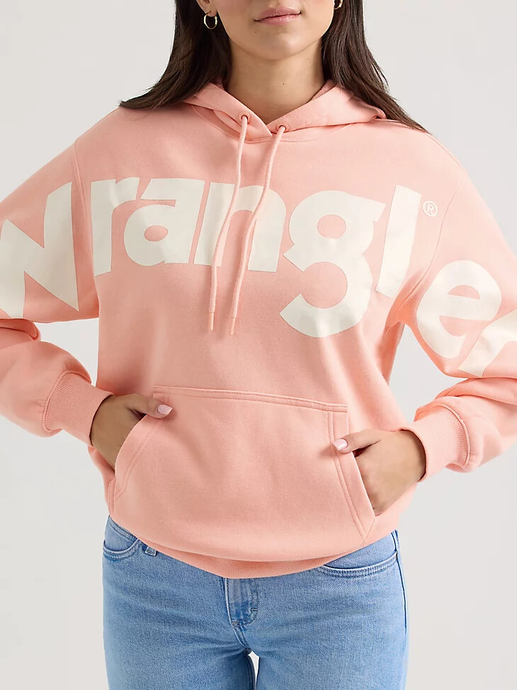 wrangler damen-hoodie mit kräftigem logo pink bubble