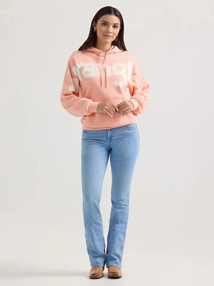 wrangler damen-hoodie mit kräftigem logo pink bubble