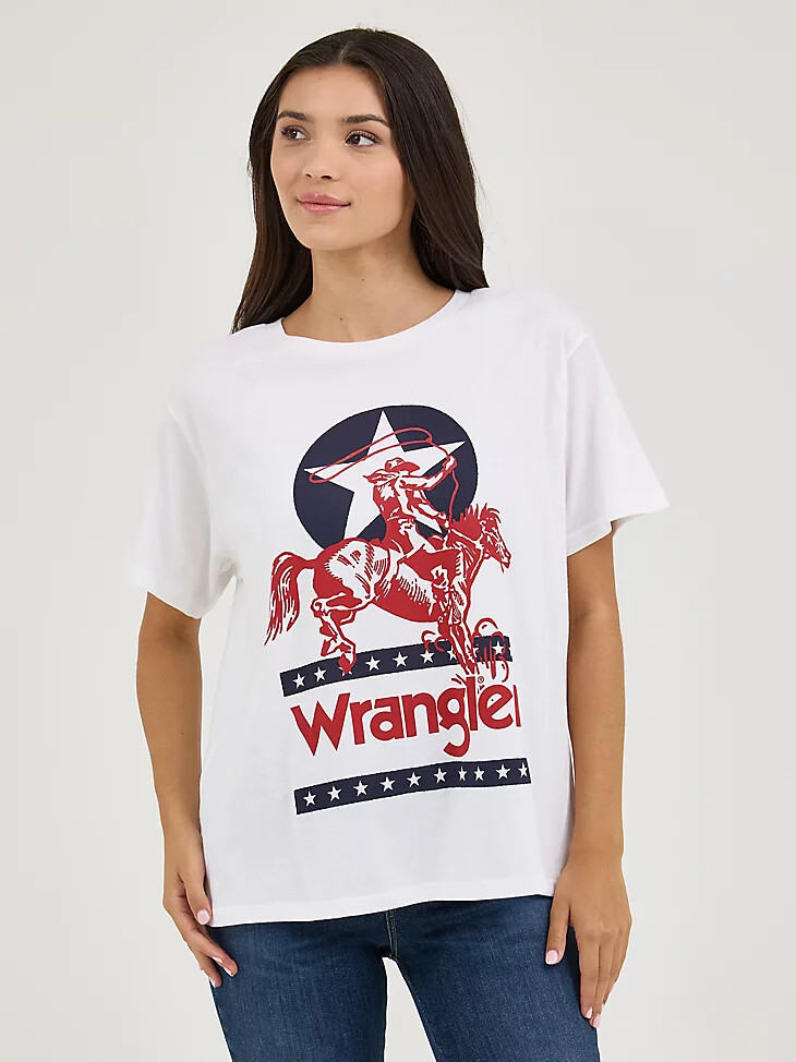 wrangler western graphic girlfriend t-shirt für damen rodeo