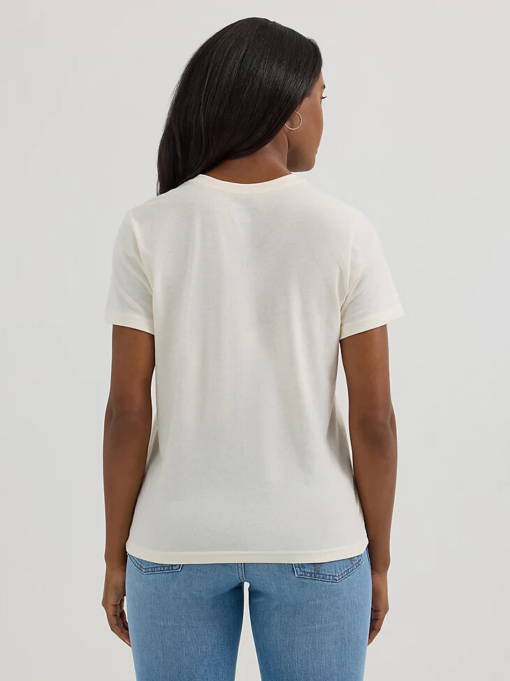 damen wrangler logo cowboy regular fit t-shirt weiß meliert