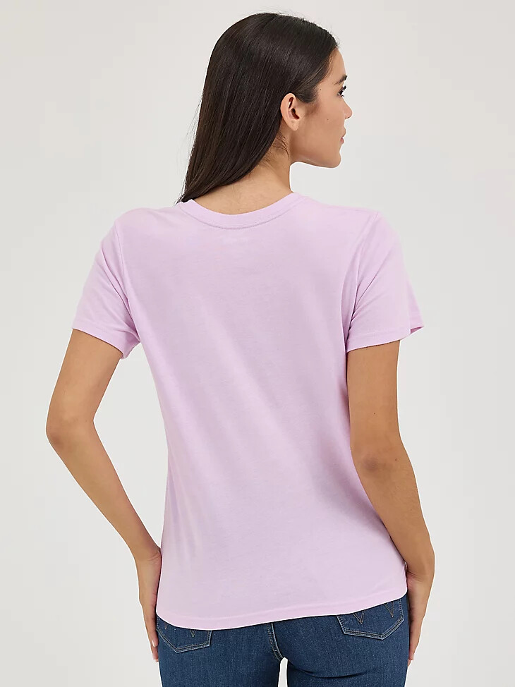 wrangler kabel logo damen-t-shirt mit leuchtendem normal geschnittenem orchideenstrauß