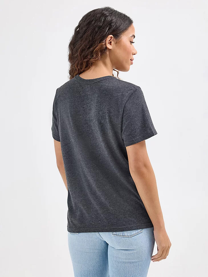 damen-t-shirt mit seil-cowboy-grafik jet black
