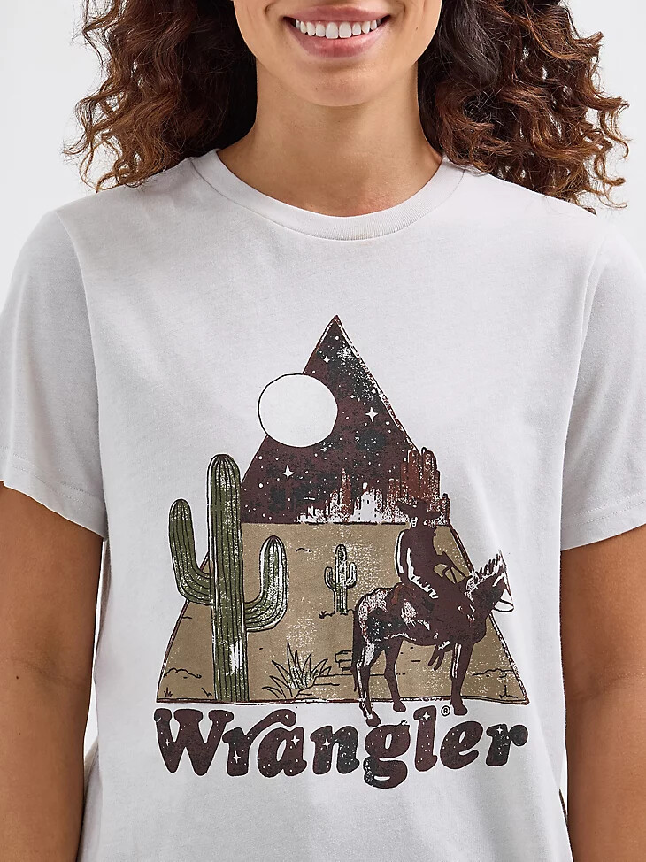 damen-t-shirt mit wüstenabenteuer-grafik lunar rock