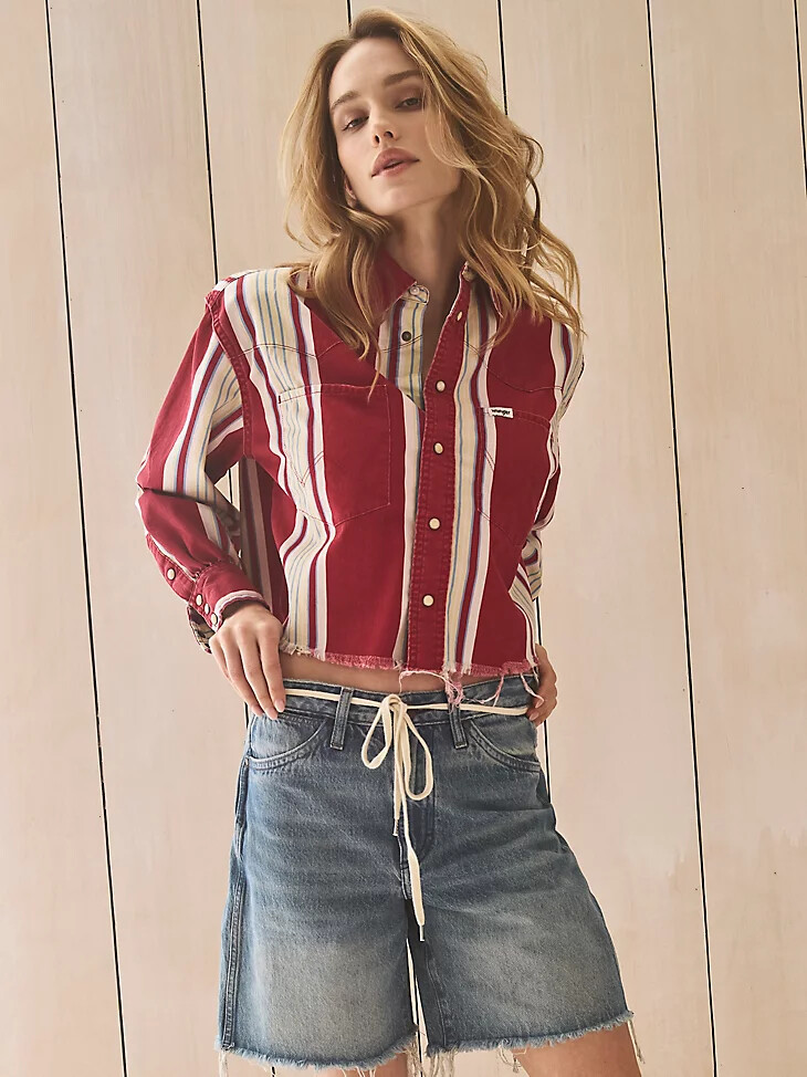 damen-streifenshirt mit chili-streifen