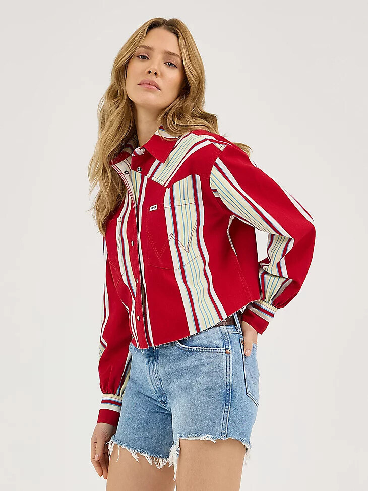 damen-streifenshirt mit chili-streifen
