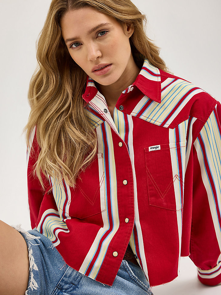 damen-streifenshirt mit chili-streifen