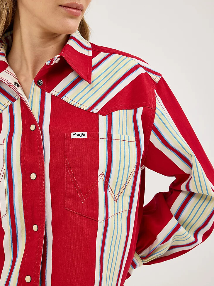 damen-streifenshirt mit chili-streifen