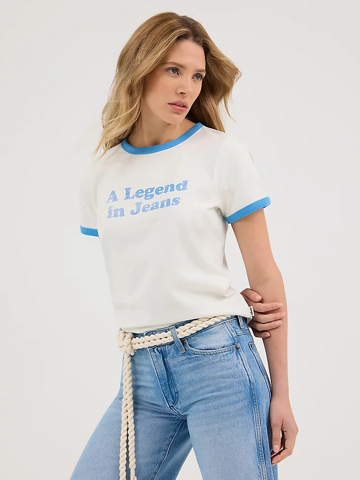 damen-t-shirt mit legendengrafik vintage weiß