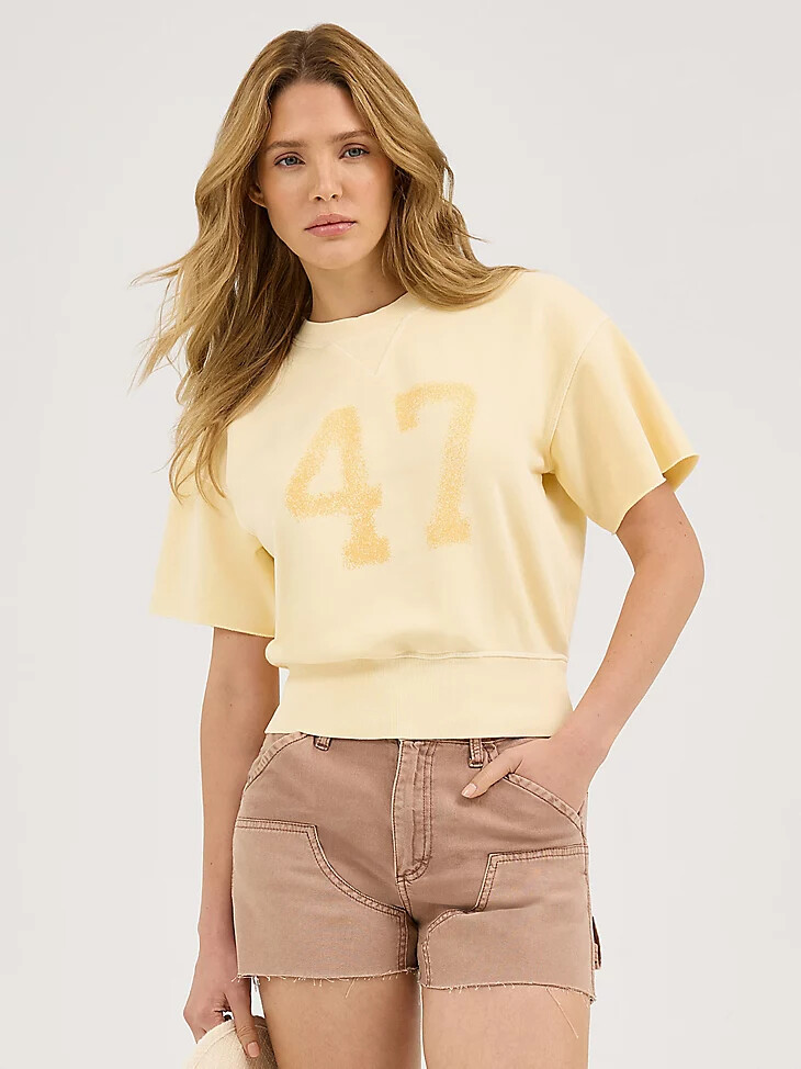 damen kurzarm-sweatshirt aus bananenkrepp