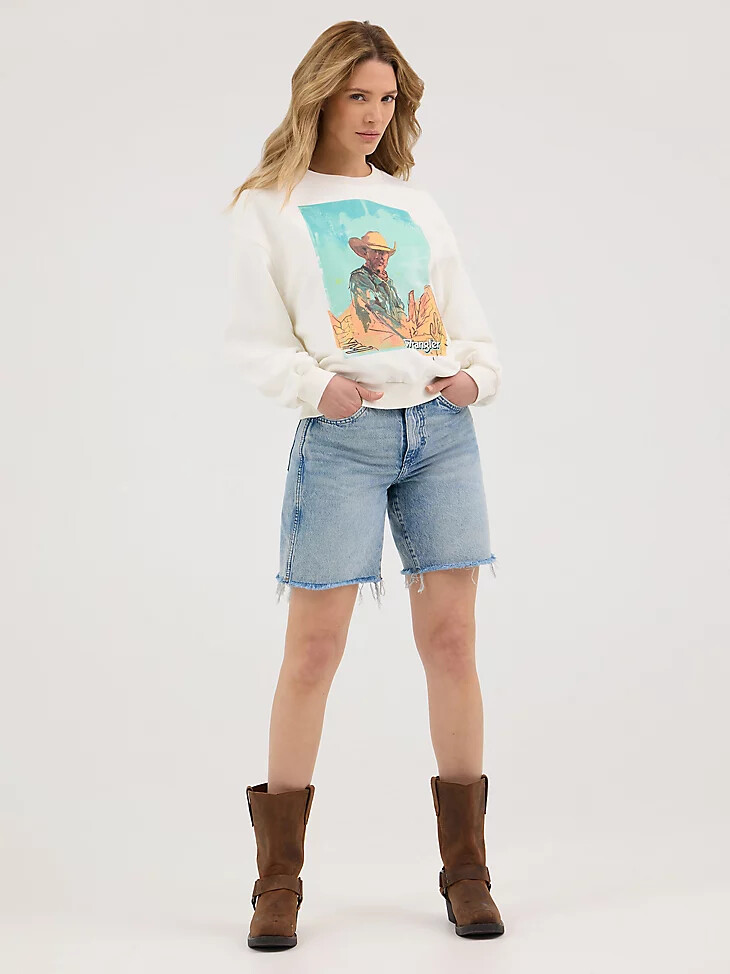 oversized damen-sweatshirt mit grafikprint vintage weiß