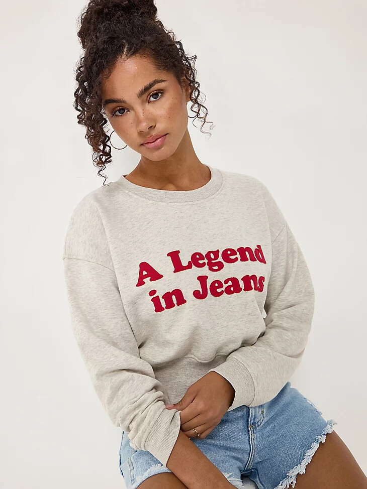 damen-crop-sweatshirt lässig geschnitten vintage weiß