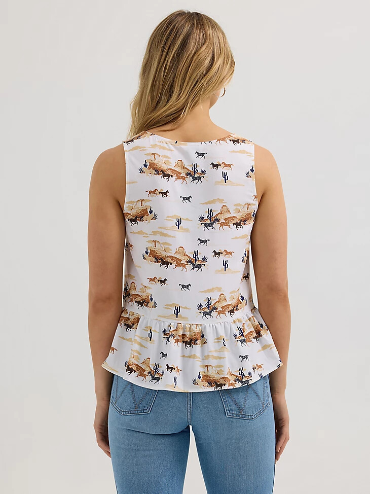 wrangler tanktop mit v-ausschnitt und schößchen für damen wüstenmuster