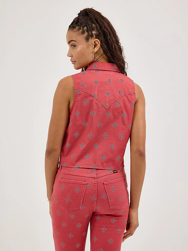 damenbluse mit bindeband vorne und print diamond bay