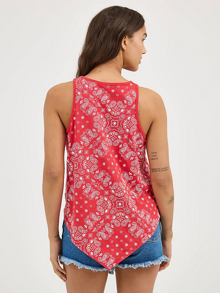 damen wrangler tanktop mit allover-bandana-print rot