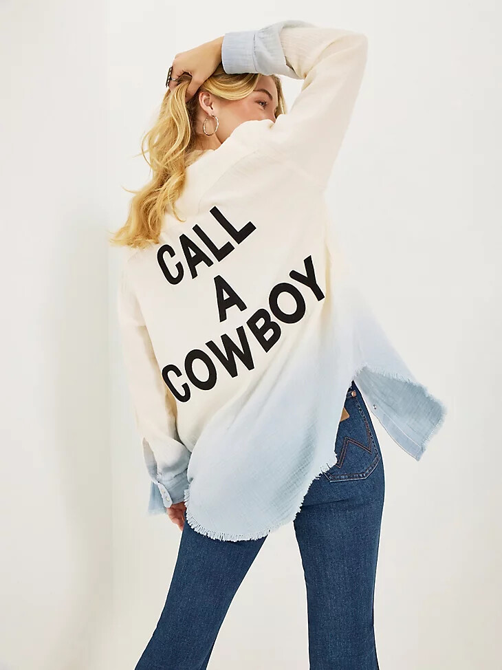 wrangler x lainey wilson gauzy dip-dye western snap shirt dip -dyed