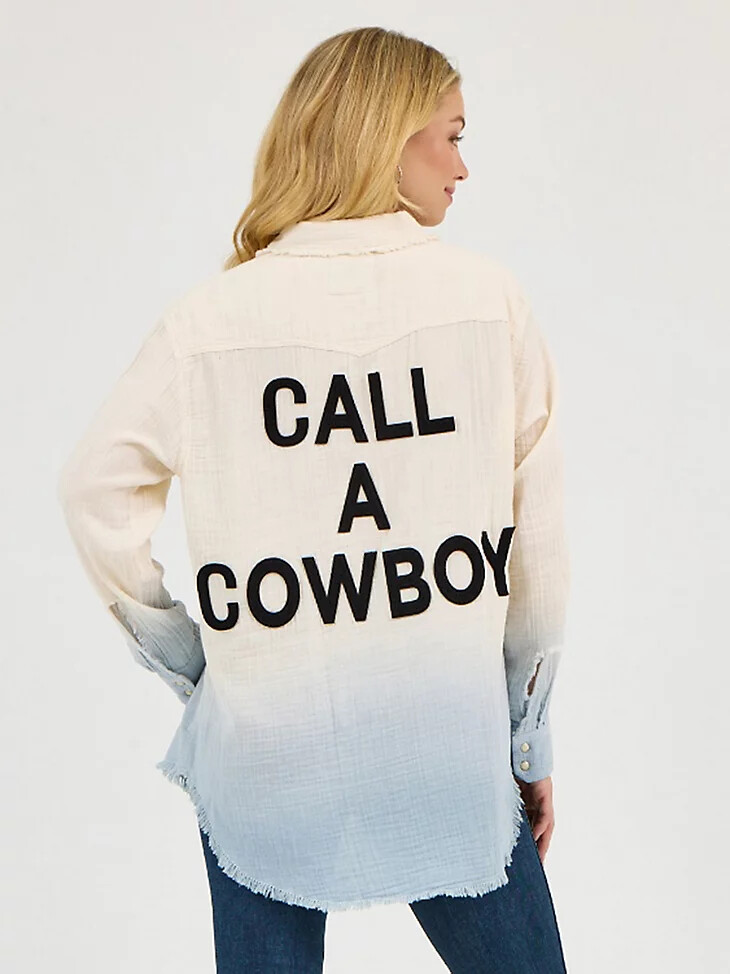 wrangler x lainey wilson gauzy dip-dye western snap shirt dip -dyed
