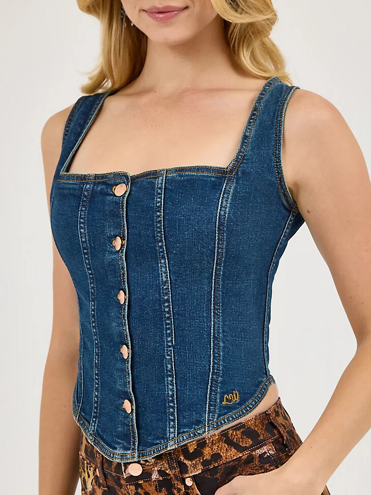 wrangler x lainey wilson pony up bustier top boho wash