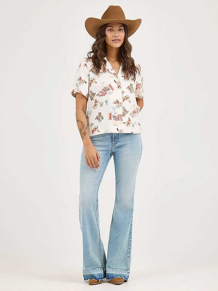 wrangler retro cowgirl camp shirt für damen scattered town