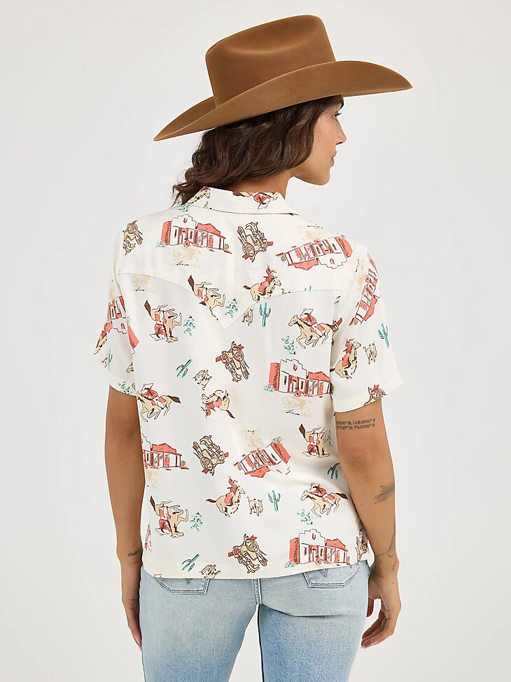 wrangler retro cowgirl camp shirt für damen scattered town