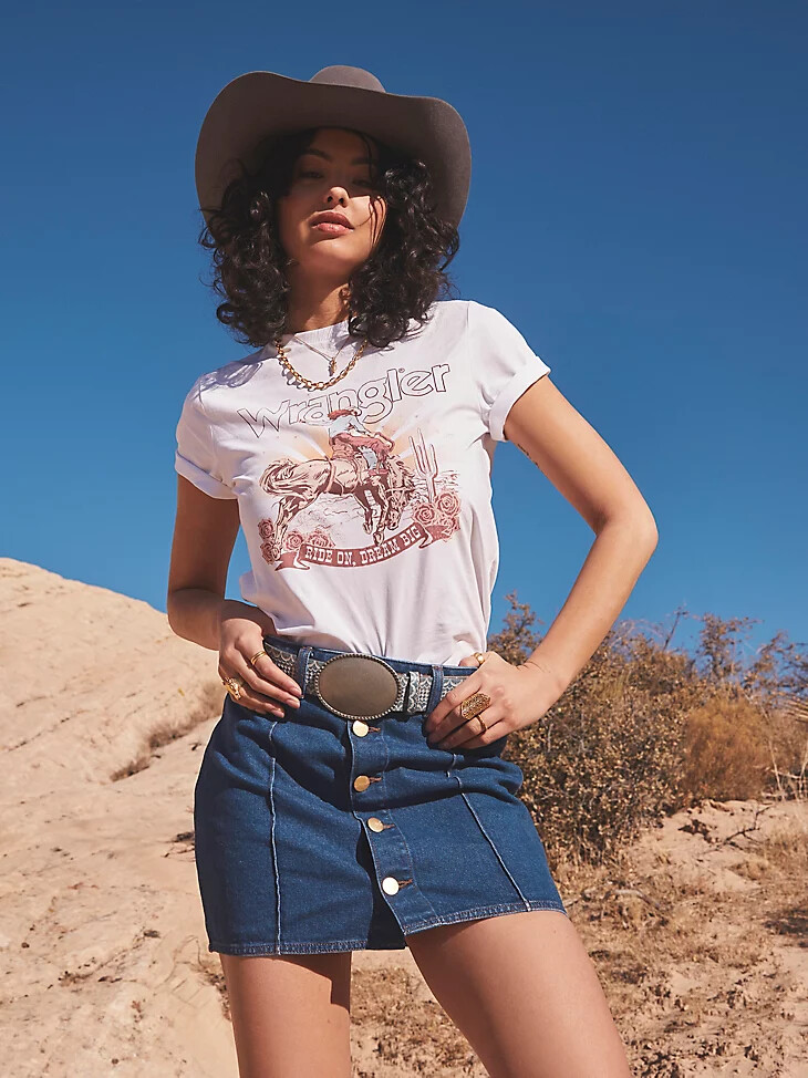 wrangler x yellow rose by kendra scott grafik-t-shirt strahlend weiß