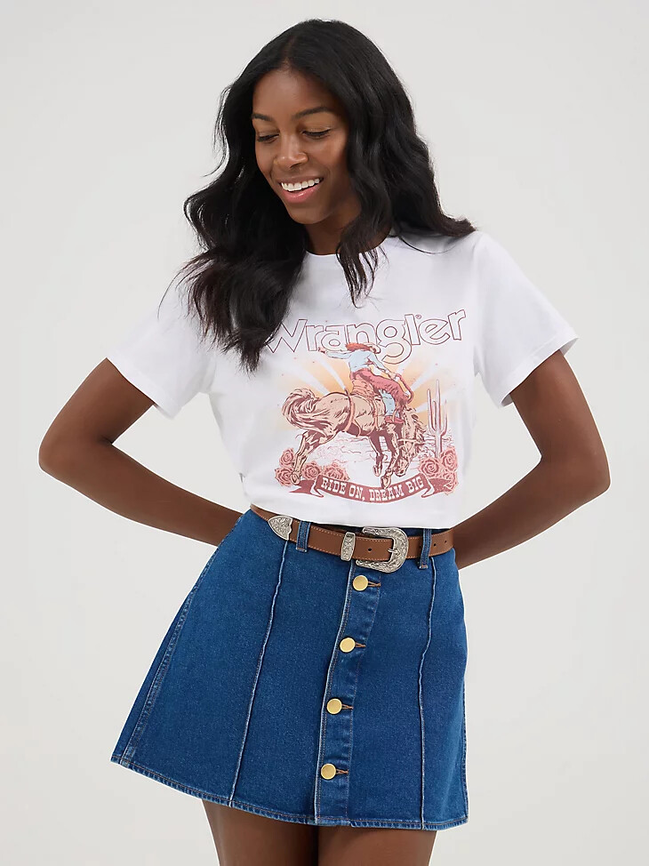 wrangler x yellow rose by kendra scott grafik-t-shirt strahlend weiß