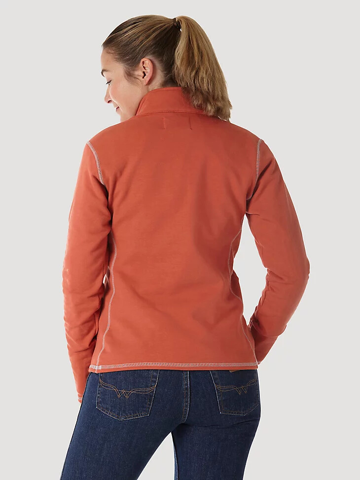 wrangler fr damen-pullover mit flammhemmender wirkung langen Ärmeln und viertelreißverschluss hot sauce