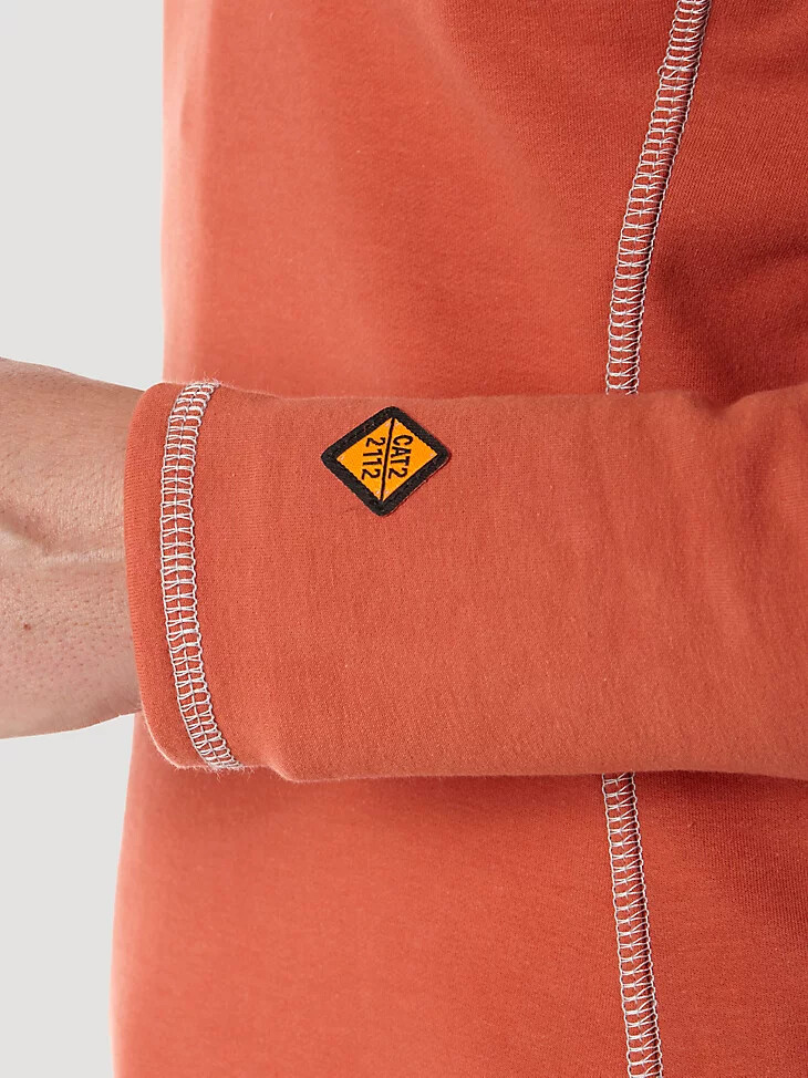 wrangler fr damen-pullover mit flammhemmender wirkung langen Ärmeln und viertelreißverschluss hot sauce