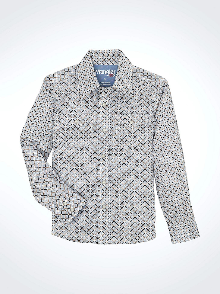 wrangler 20x advanced comfort westernhemd mit druckknöpfen für jungen blau chevre