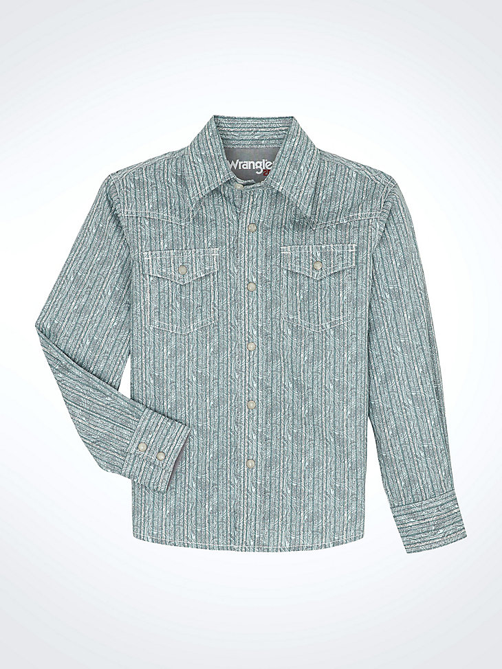 wrangler 20x advanced comfort westernhemd mit druckknöpfen für jungen cyan paisley
