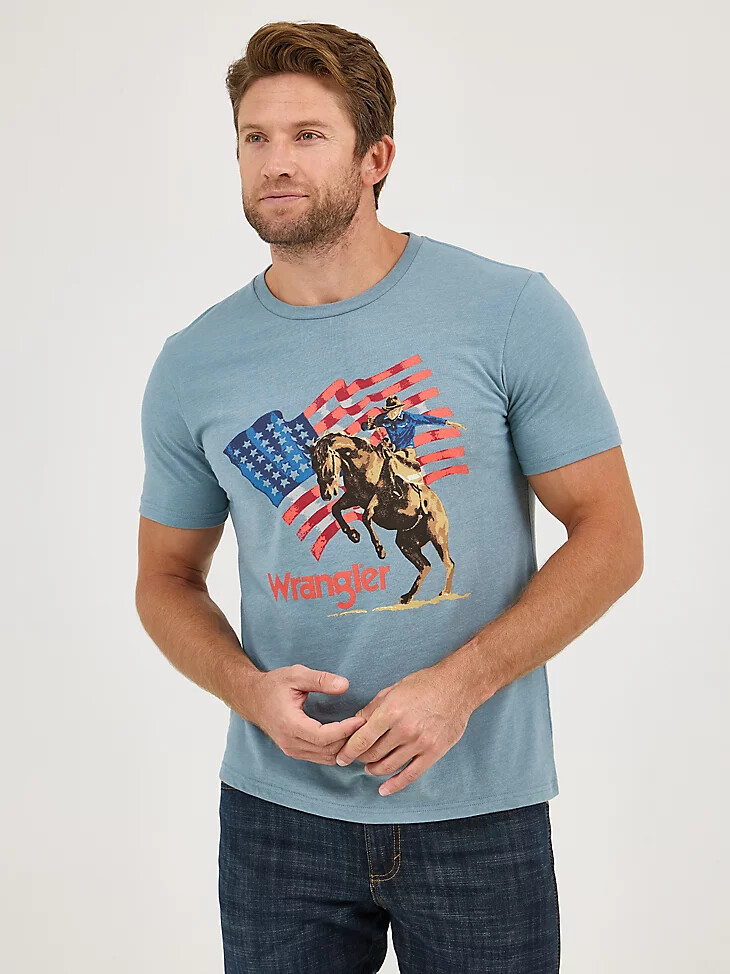 wrangler americana flag logo t-shirt für herren lead flag