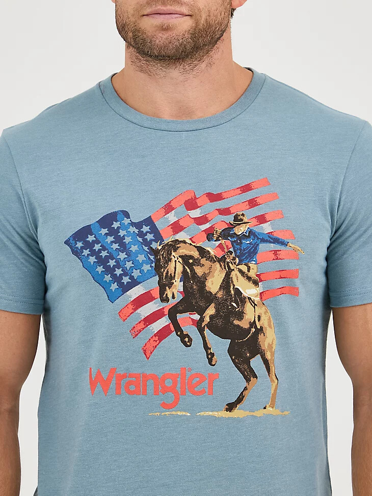 wrangler americana flag logo t-shirt für herren lead flag