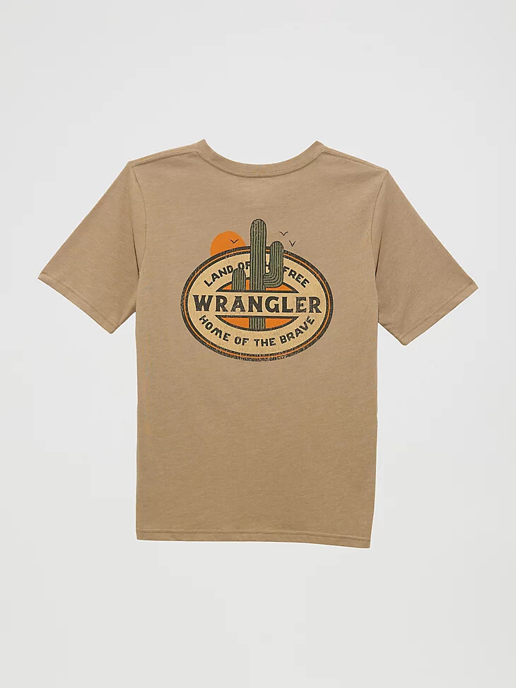western-t-shirt für jungen mit rückengrafik farbe roasted cashew heather