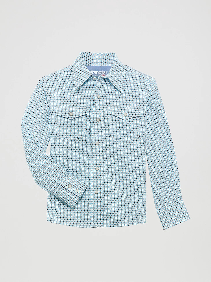 wrangler 20x advanced comfort westernhemd mit druckknöpfen für jungen blauer zaun